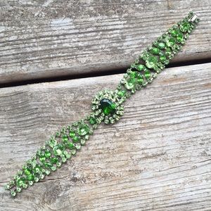 Vintage green rhinestone bracelet